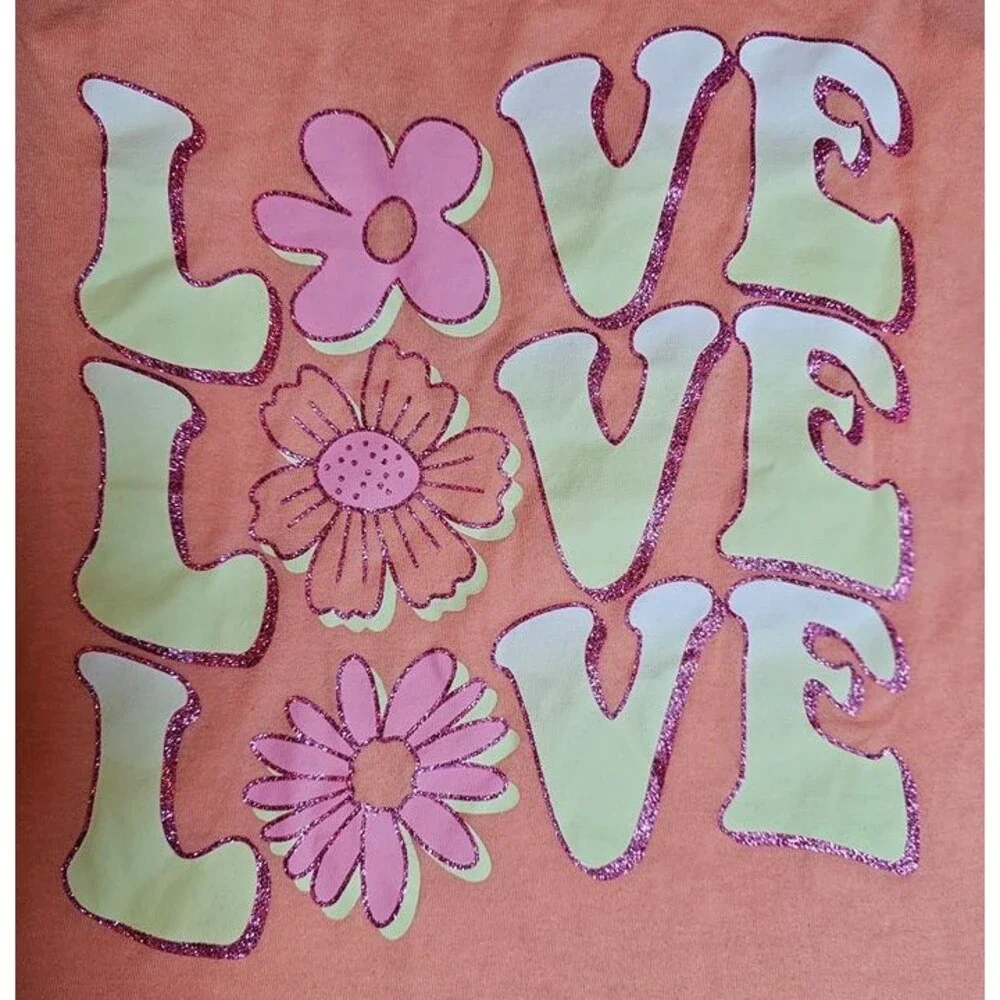The Children’s Place Girls Tank Top Size XL (14) – NEW NWT – Peach LOVE Flower G